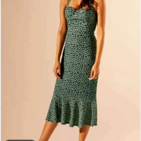 NWT Hutch via Anthropologie Green & Navy Floral Bustier Dress